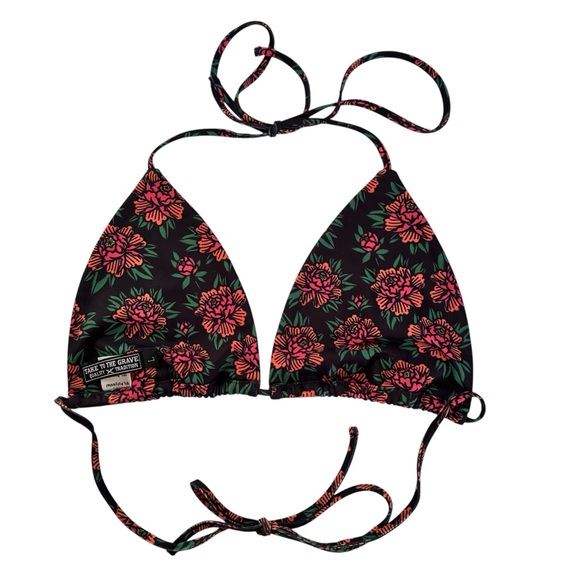 NWOT Take To The Grave American Traditional Floral Bikini Top Size Large - Picture 4 of 7